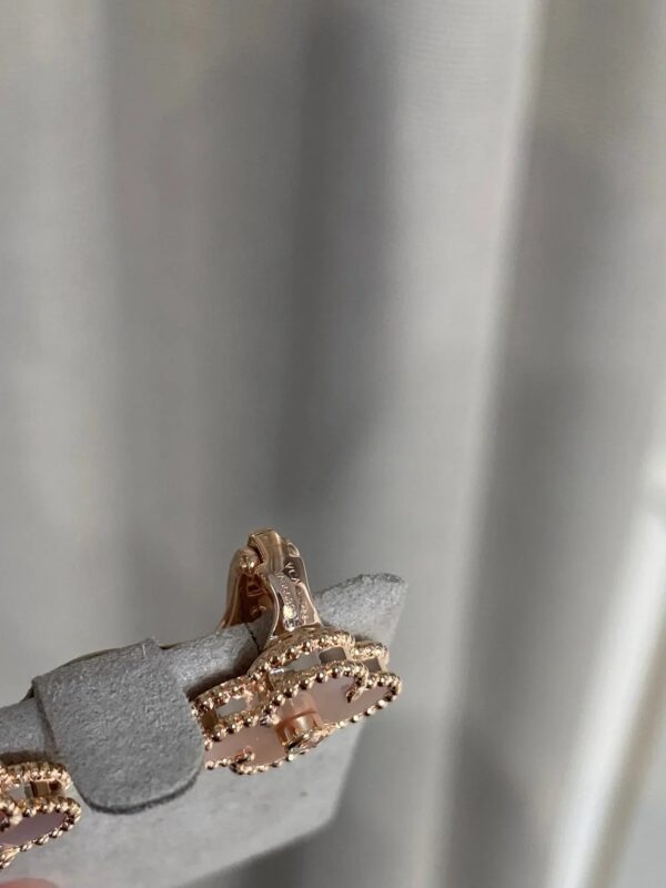 Toxse Clover Mop Pink Gold Diamond Earrings - Image 7