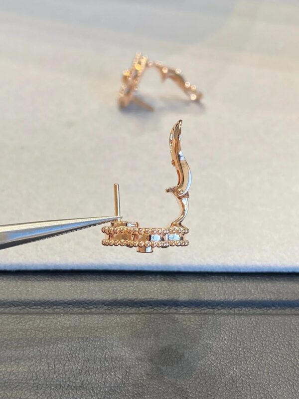 Toxse Clover Black Mop Pink Gold Diamond Earrings - Image 7