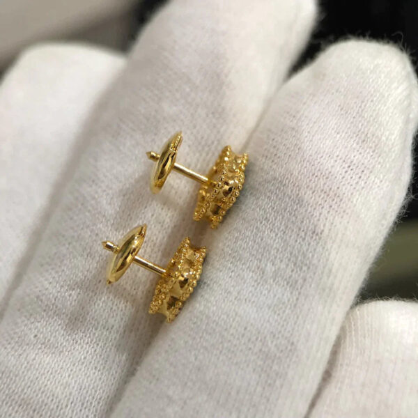 Toxse Clover Mini Malachite Gold Earrings - Image 4