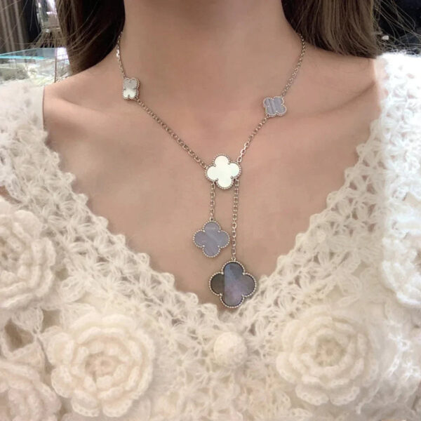 Toxse Clover Mop Chalcedony Necklace Silver 6 Motifs - Image 2