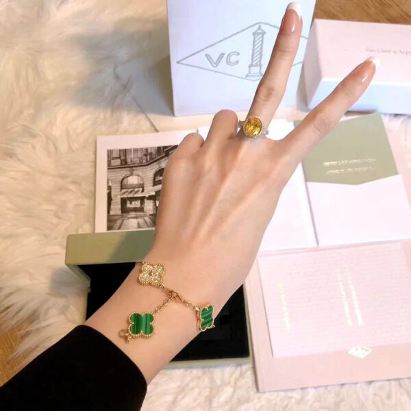 Toxse Clover Malachite Diamond Bracelet 5 Motifs - Image 2