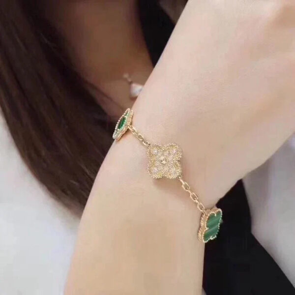 Toxse Clover Malachite Diamond Bracelet 5 Motifs - Image 5