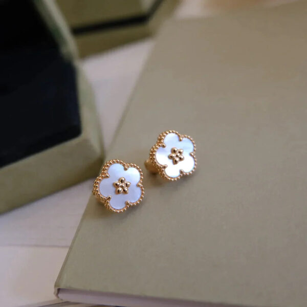 Toxse Lucky Pink Gold White Mop Earrings - Image 3