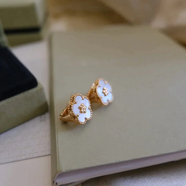Toxse Lucky Pink Gold White Mop Earrings - Image 4