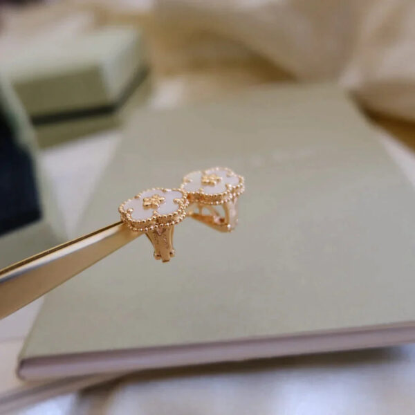 Toxse Lucky Pink Gold White Mop Earrings - Image 8