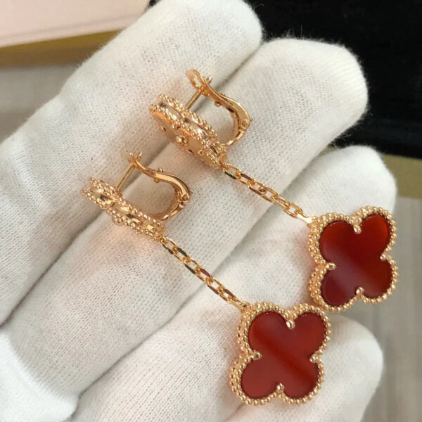 Toxse Clover Earrings Gold And Carnelian - Image 7
