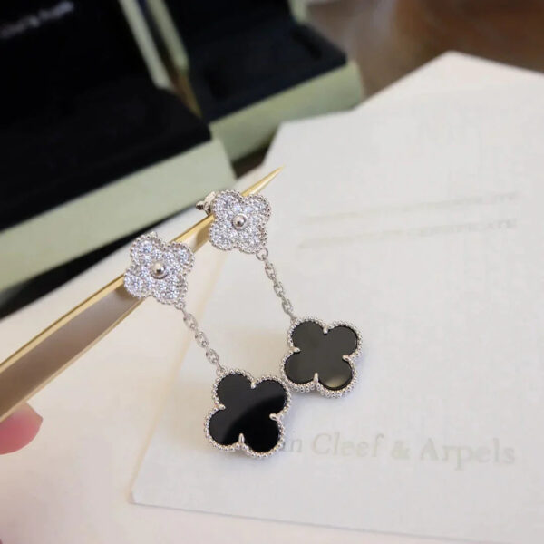 Toxse Clover Diamond And Onyx Earrings - Image 3