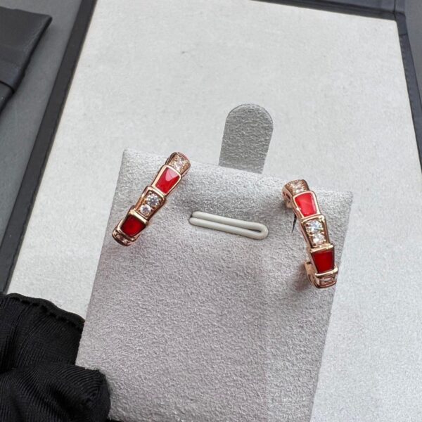 Toxse Serpenti Carnelian Pink Gold Earrings - Image 2