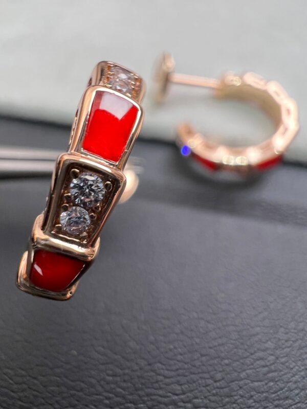 Toxse Serpenti Carnelian Pink Gold Earrings - Image 3