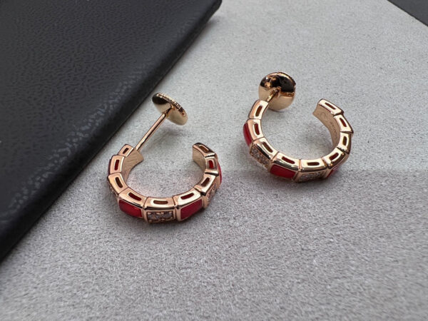 Toxse Serpenti Carnelian Pink Gold Earrings - Image 4