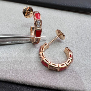 Toxse Serpenti Carnelian Pink Gold Earrings