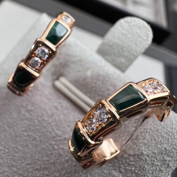 Toxse Serpenti Malachite Pink Gold Earrings - Image 5