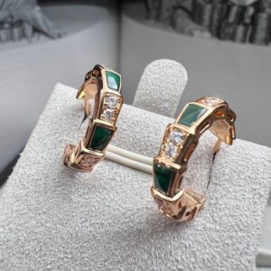 Toxse Serpenti Malachite Pink Gold Earrings