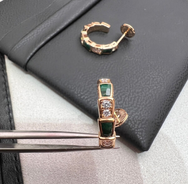 Toxse Serpenti Malachite Pink Gold Earrings - Image 7