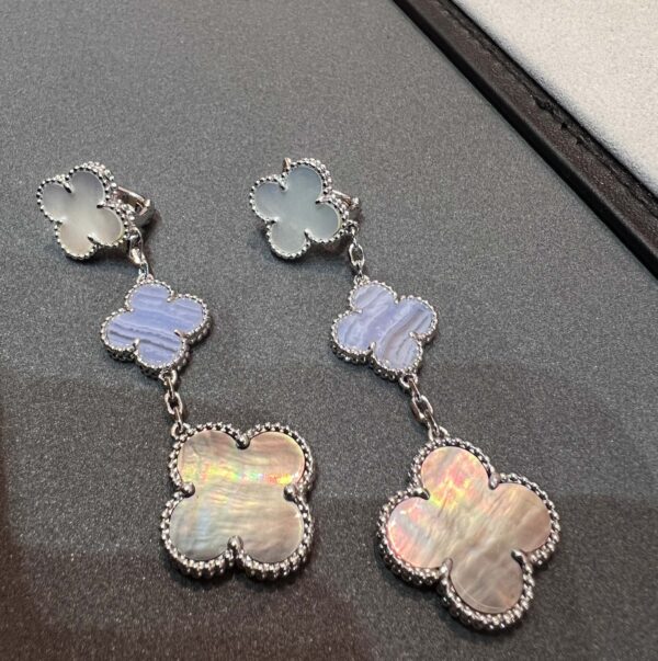 Toxse Clover Mop 3 Motifs Silver Earrings - Image 3