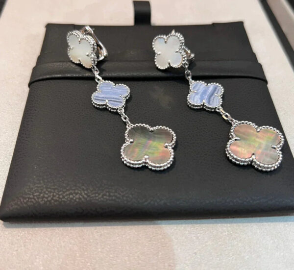 Toxse Clover Mop 3 Motifs Silver Earrings - Image 8