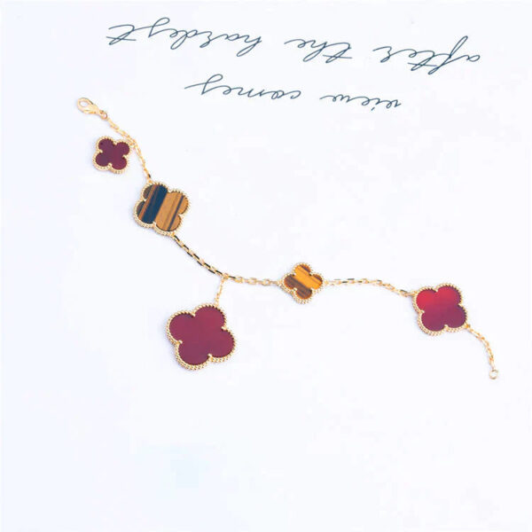 Toxse Clover Bracelet 5 Motifs Carnelian Tiger Eye - Image 2