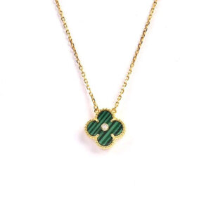 Toxse Clover Clover Pendant Malachite Gold Necklace