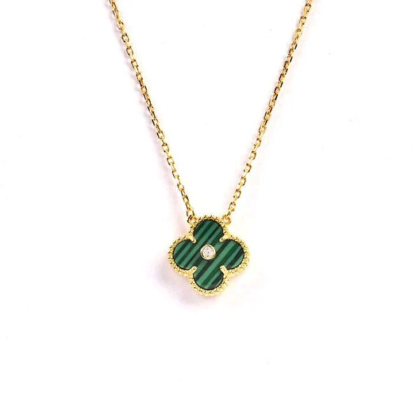 Toxse Clover Clover Pendant Malachite Gold Necklace