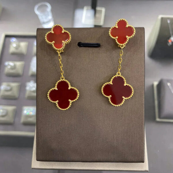 Toxse Clover 2 Motifs Gold Earrings - Image 3