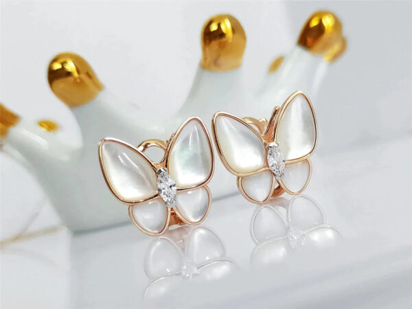 Toxse Butterfly Mop Diamond Pink Gold Earrings - Image 7