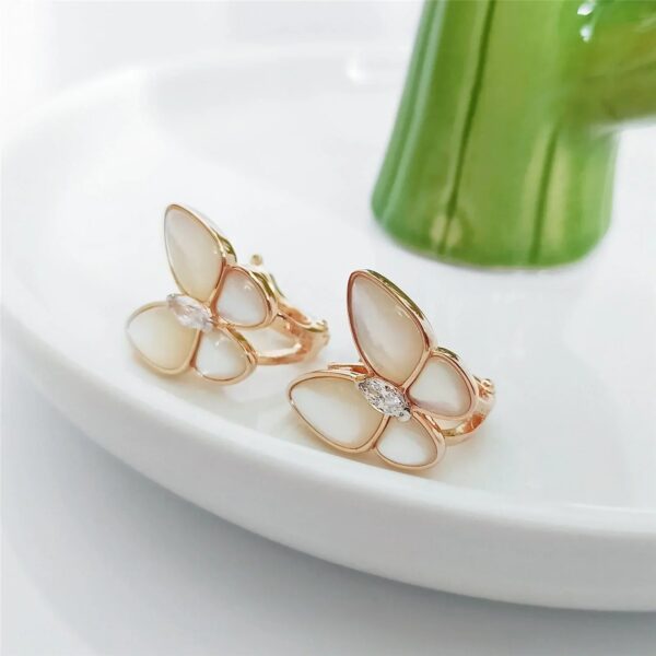 Toxse Butterfly Mop Diamond Pink Gold Earrings - Image 4
