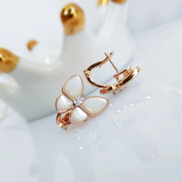 Toxse Butterfly Mop Diamond Pink Gold Earrings - Image 5