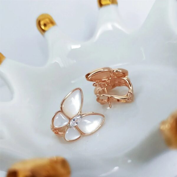 Toxse Butterfly Mop Diamond Pink Gold Earrings - Image 9