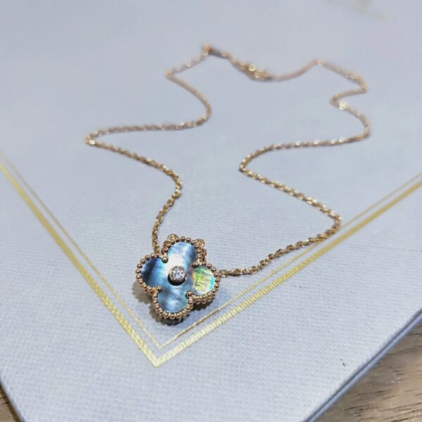 Toxse Clover Gold Dark Mop Clover Necklace - Image 3