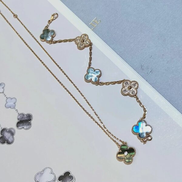 Toxse Clover Gold Dark Mop Clover Necklace - Image 6