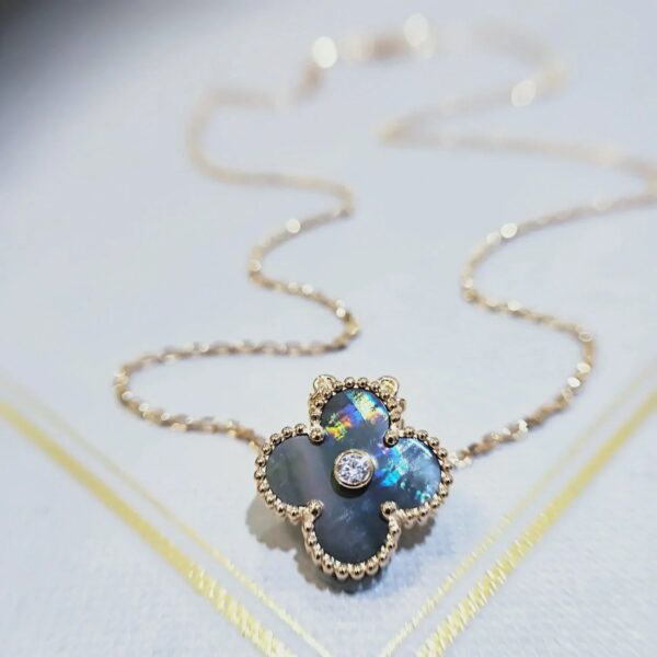 Toxse Clover Gold Dark Mop Clover Necklace - Image 8
