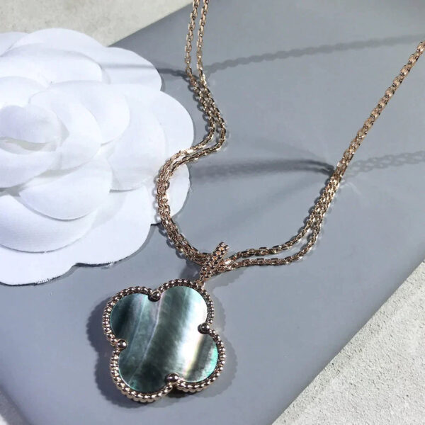 Toxse Clover Gold Dark Mop Big Clover Necklace - Image 5