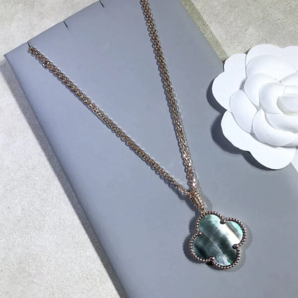 Toxse Clover Gold Dark Mop Big Clover Necklace - Image 8