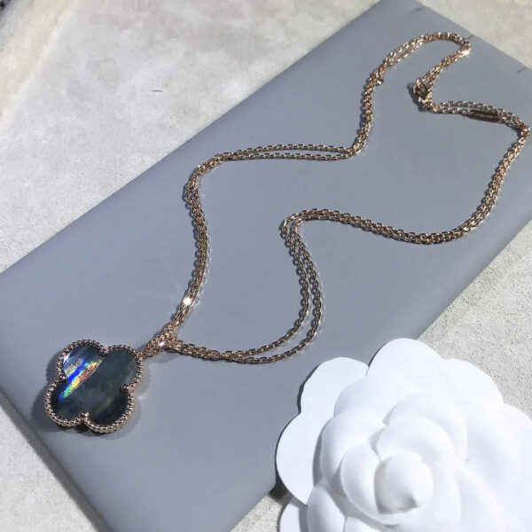 Toxse Clover Gold Dark Mop Big Clover Necklace - Image 9