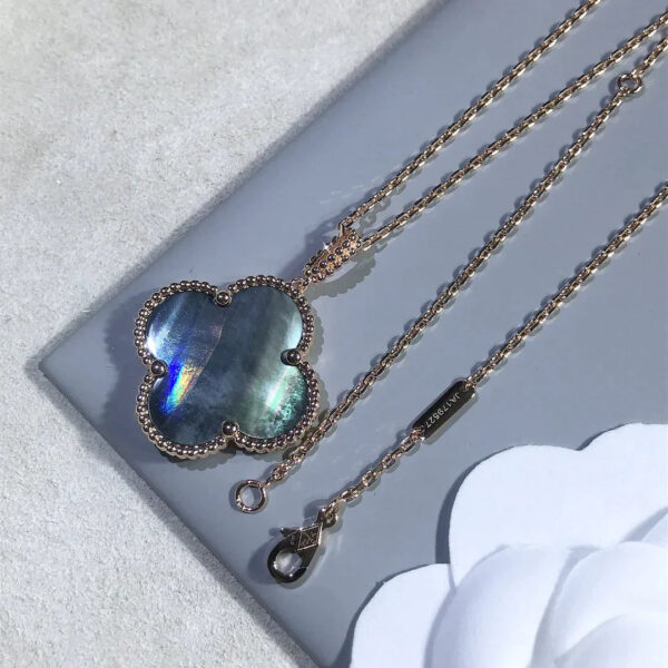 Toxse Clover Gold Dark Mop Big Clover Necklace - Image 11