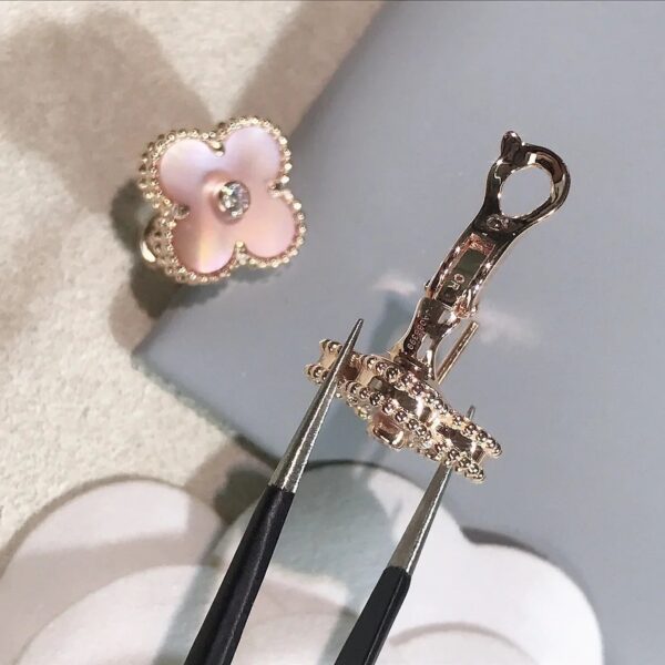 Toxse Clover Gold Pink Mop Earrings - Image 5