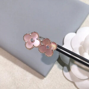 Toxse Clover Gold Pink Mop Earrings