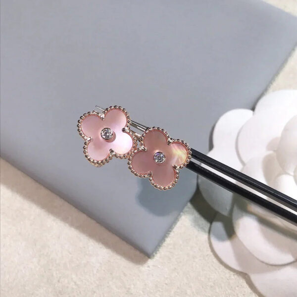 Toxse Clover Gold Pink Mop Earrings