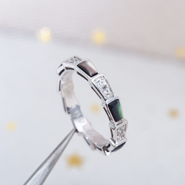Toxse Serpenti Ring Silver  Diamond Black Mop 3Mm - Image 2