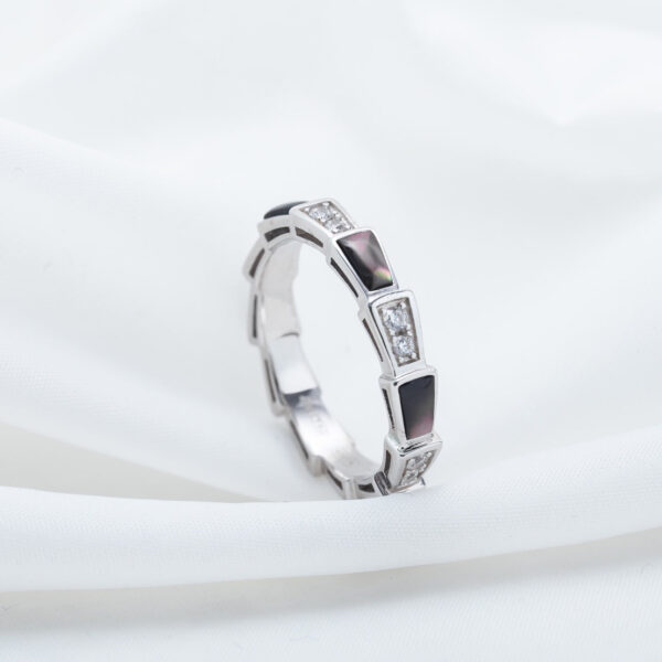 Toxse Serpenti Ring Silver  Diamond Black Mop 3Mm - Image 3