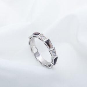 Toxse Serpenti Ring Silver  Diamond Black Mop 3Mm