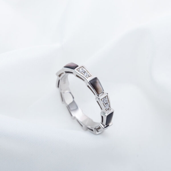 Toxse Serpenti Ring Silver  Diamond Black Mop 3Mm