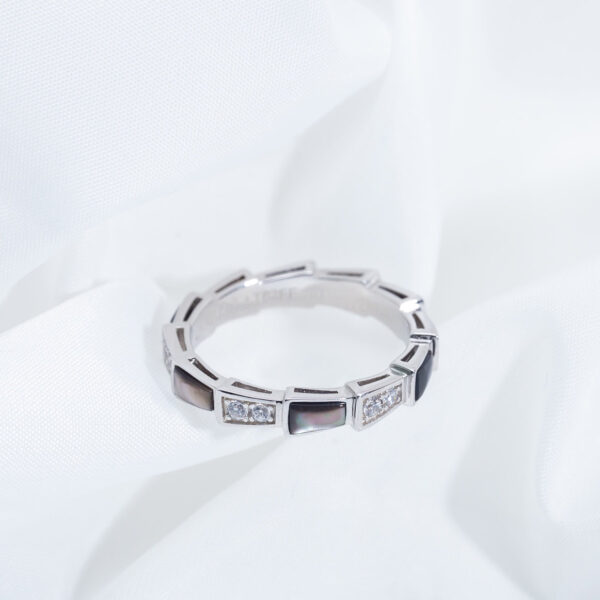Toxse Serpenti Ring Silver  Diamond Black Mop 3Mm - Image 5