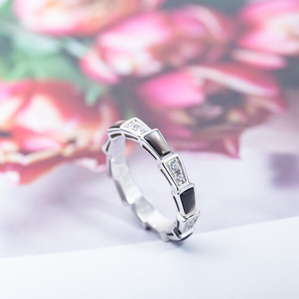 Toxse Serpenti Ring Silver  Diamond Black Mop 3Mm - Image 7