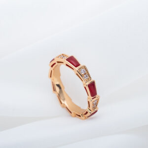 Toxse Serpenti Ring Pink Gold Carnelian Diamond 3Mm