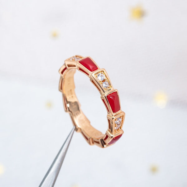 Toxse Serpenti Ring Pink Gold Carnelian Diamond 3Mm - Image 3