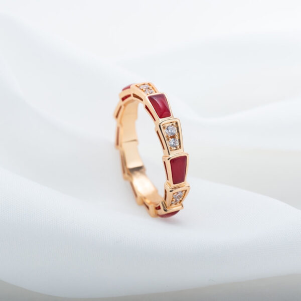 Toxse Serpenti Ring Pink Gold Carnelian Diamond 3Mm - Image 4