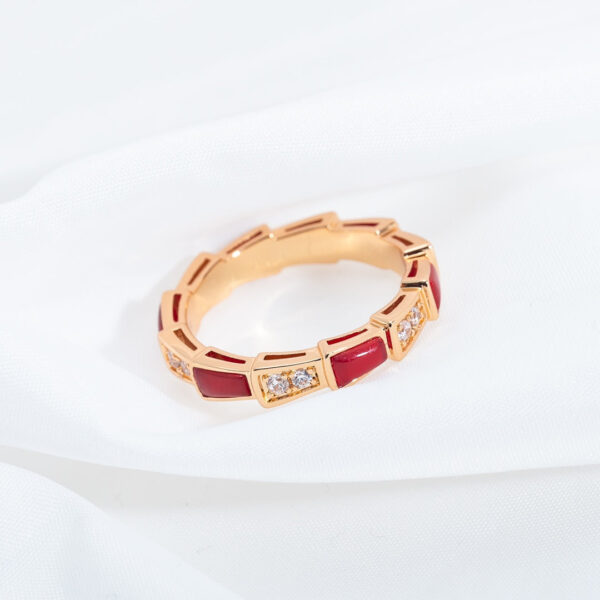 Toxse Serpenti Ring Pink Gold Carnelian Diamond 3Mm - Image 2
