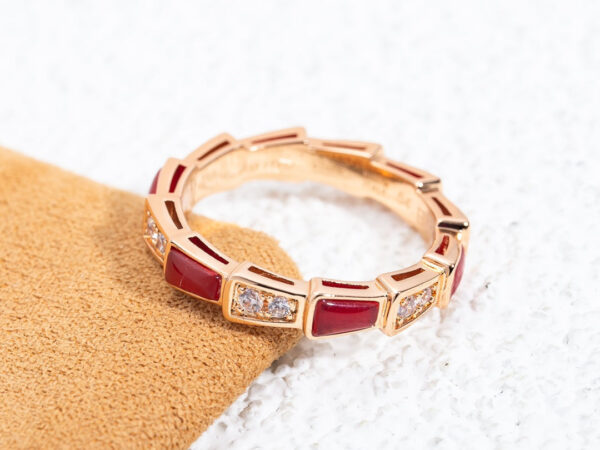 Toxse Serpenti Ring Pink Gold Carnelian Diamond 3Mm - Image 5