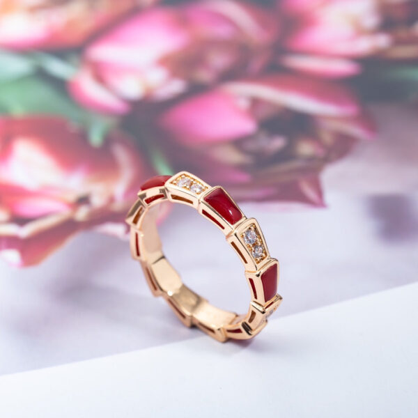 Toxse Serpenti Ring Pink Gold Carnelian Diamond 3Mm - Image 6